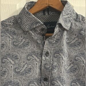 Robert Graham Shirt Mens M Blue Paisley Modern Americana Tailored Fit Button Up